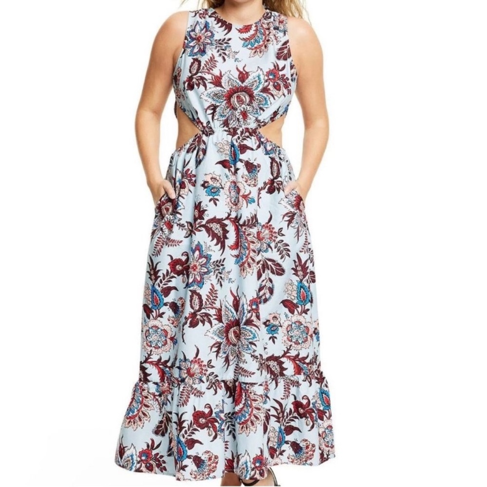 RHODE Floral Print Dress - Blue and Red